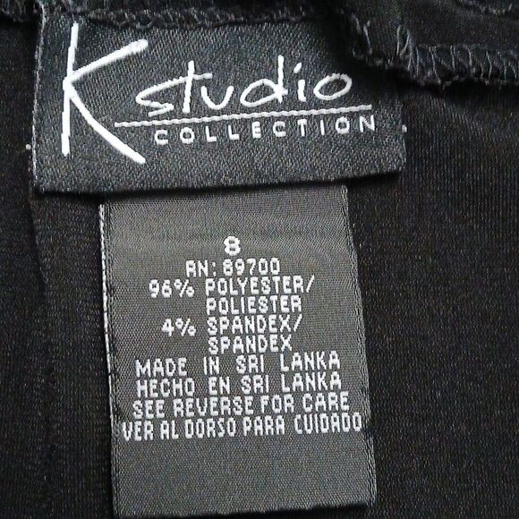 K Studio Collection black straight leg elastic back business casual pants Sz 8 - Picture 7 of 7